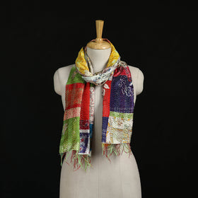 Bengal Kantha Handwork Patchwork Reversible Silk Stole 37