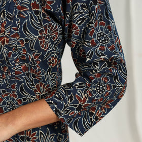 Blue Ajrakh Block Print Cotton Long Kurta 
