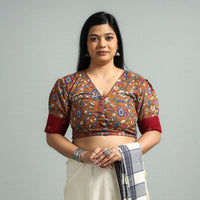 Orange - Kalamkari Printed Cotton Stitched Blouse