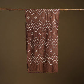 Brown - Kutch Handwoven Organic Kala Cotton Bandhani Stole 01
