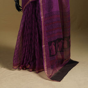 Bagh Hand Block Print Natural Dyed Kota Doria Cotton Saree 25