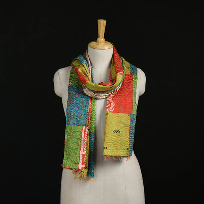 Bengal Kantha Handwork Patchwork Reversible Silk Stole 39