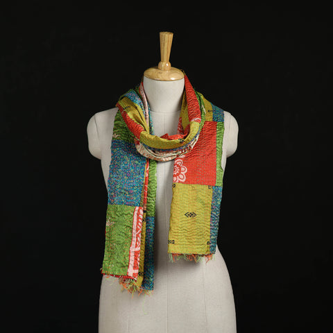 Bengal Kantha Handwork Patchwork Reversible Silk Stole 39