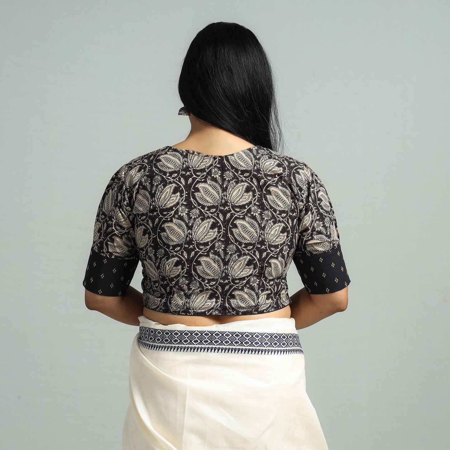 Black - Kalamkari Printed Cotton Stitched Blouse