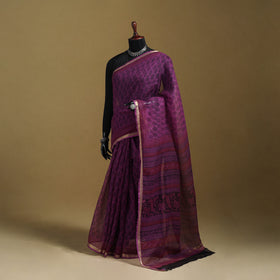 Bagh Hand Block Print Natural Dyed Kota Doria Cotton Saree 26