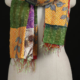 Bengal Kantha Handwork Patchwork Reversible Silk Stole 41