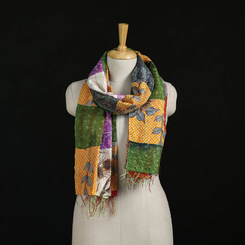 Bengal Kantha Handwork Patchwork Reversible Silk Stole 41