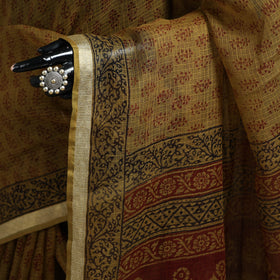 Bagh Hand Block Print Natural Dyed Kota Doria Cotton Saree 27