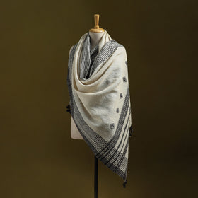 White - Kutch Handspun Handwoven Desi Wool Shawl 21
