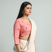 Pink - Jacquard Weave Cotton Stitched Blouse 10