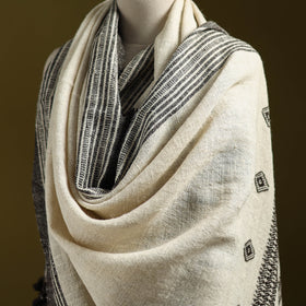 White - Kutch Handspun Handwoven Desi Wool Shawl 21