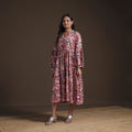 Sanganeri Floral Hand Block Print Cotton Tiered Long Dress for Women 01