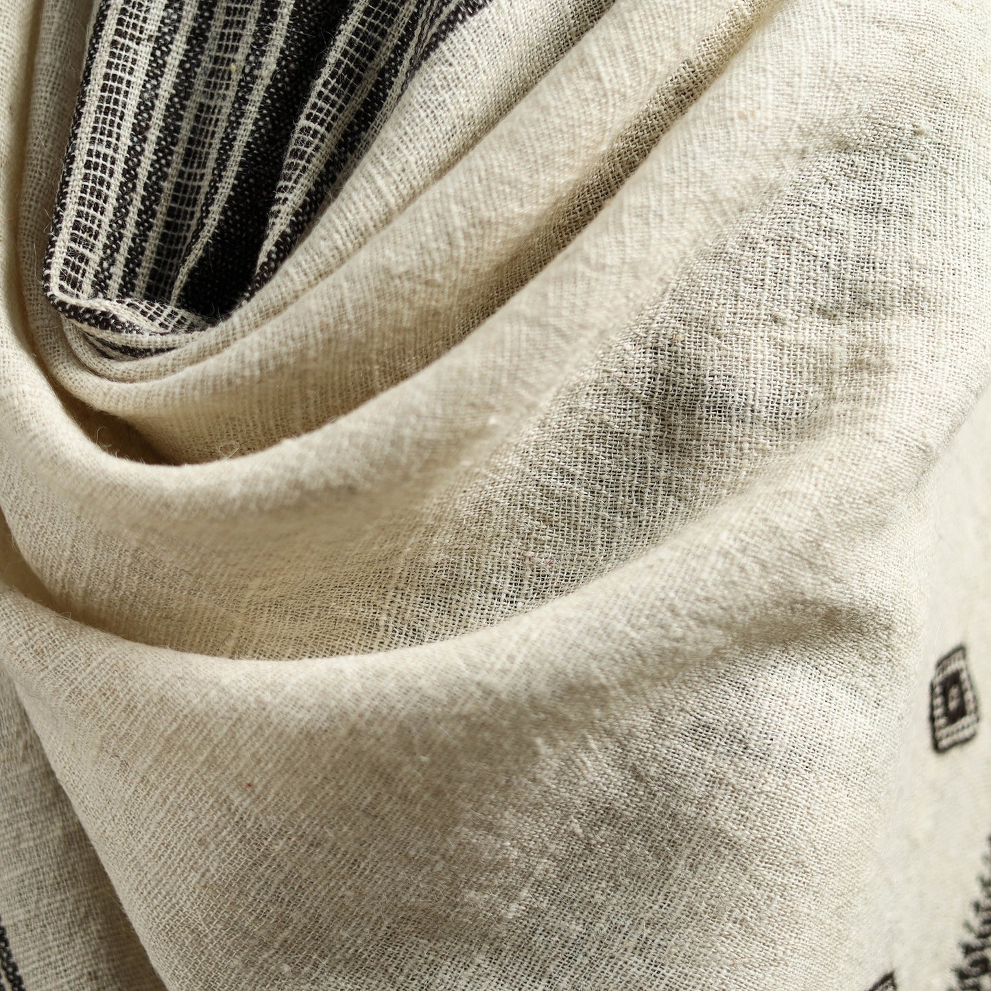 White - Kutch Handspun Handwoven Desi Wool Shawl 21