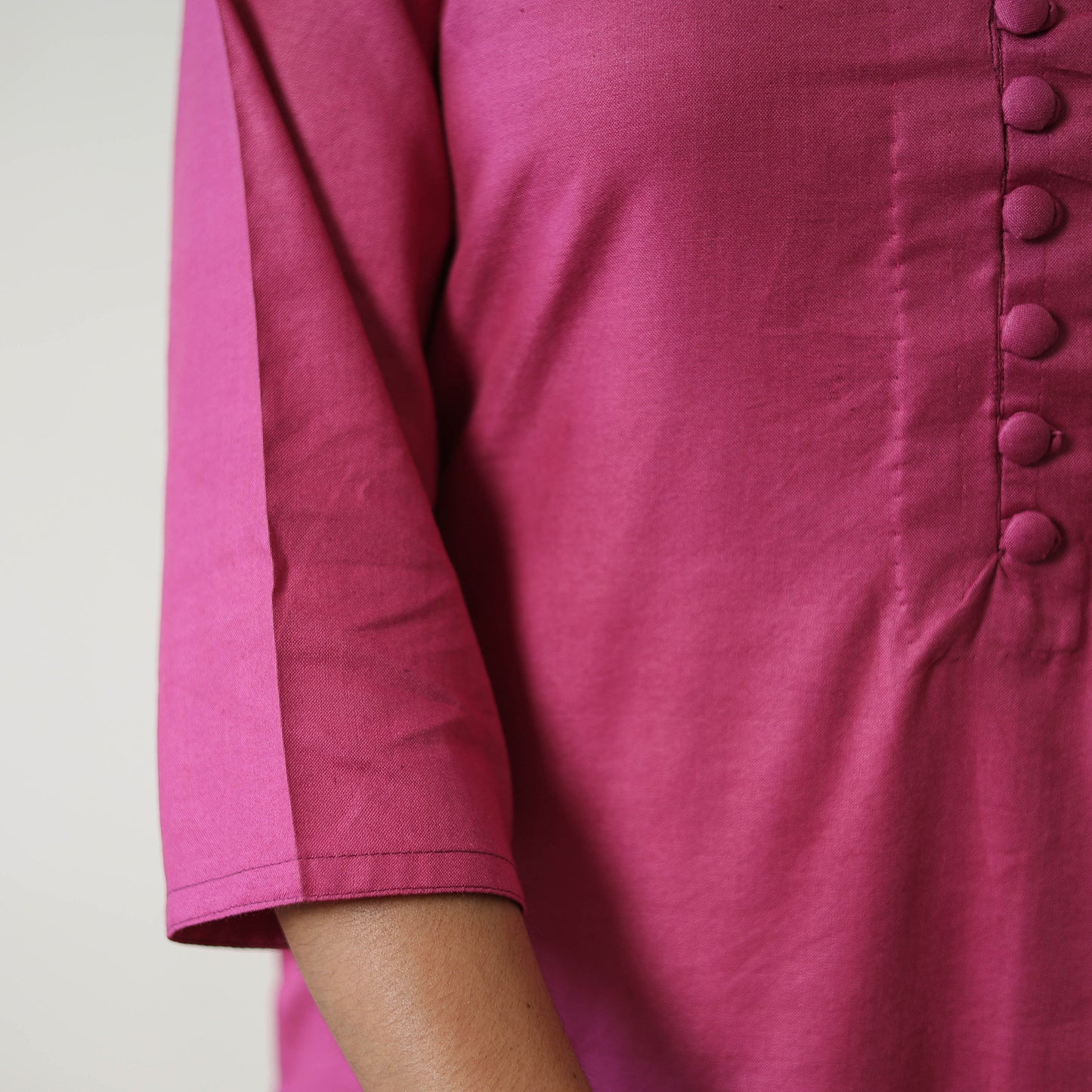 Zeenat Pink Linen Cotton Plain Kurta