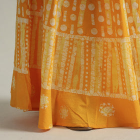 Yellow Hand Batik Printed Running Stitch Cotton Long Skirt 