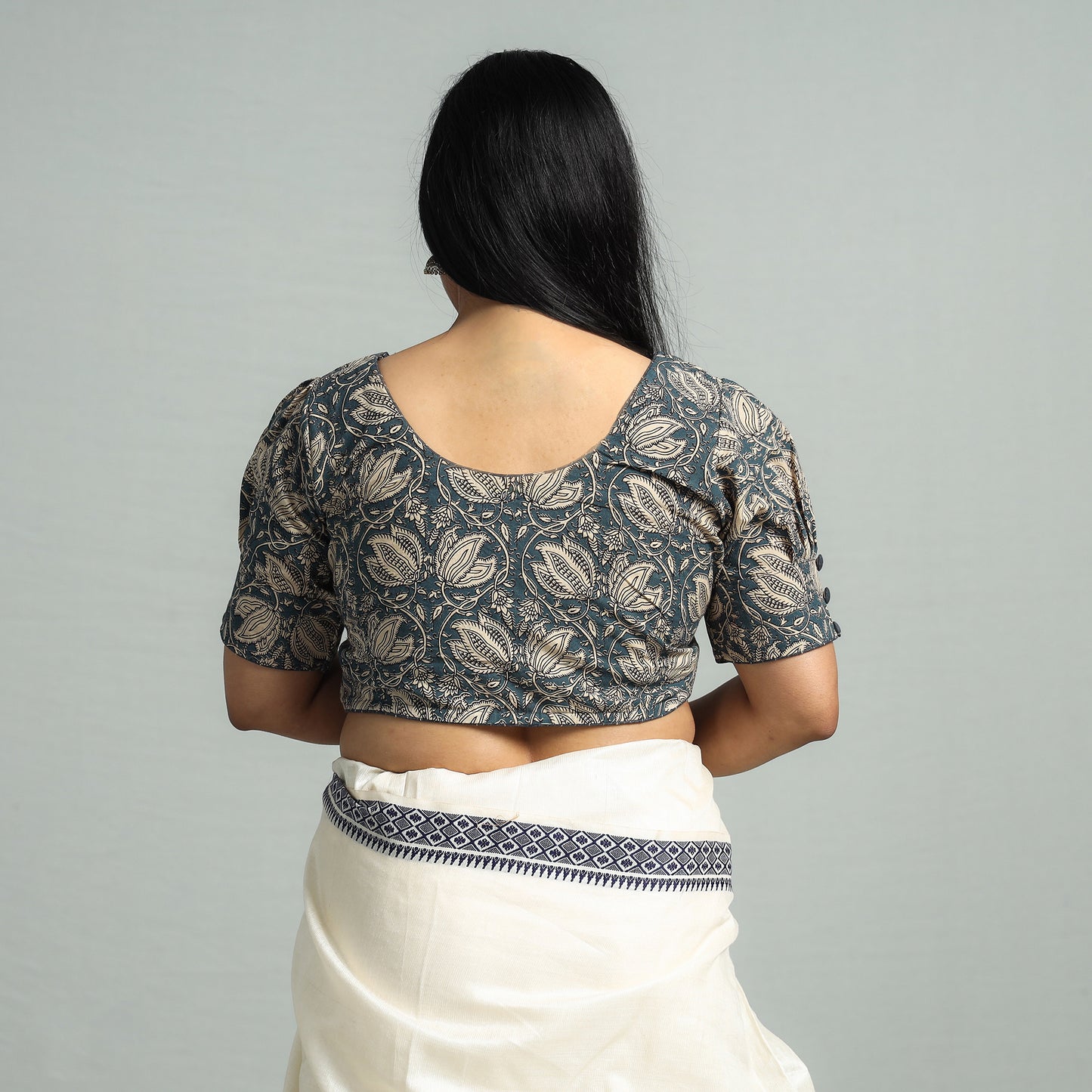 Blue - Kalamkari Printed Cotton Stitched Blouse