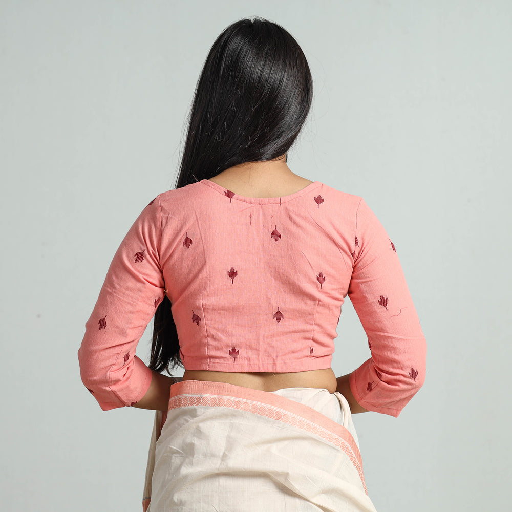 Pink - Jacquard Weave Cotton Stitched Blouse 10