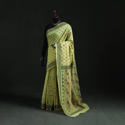 Bengal Kantha Hand Embroidery Silk Cotton Chapa Work Saree 31