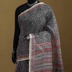 Bagh Hand Block Print Natural Dyed Kota Doria Cotton Saree 28