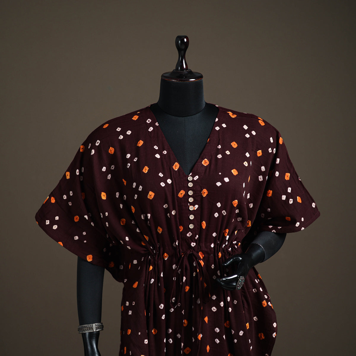 Bandhani Tie-Dye Cotton Kaftan (Medium) 100