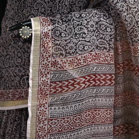 Bagh Hand Block Print Natural Dyed Kota Doria Cotton Saree 28