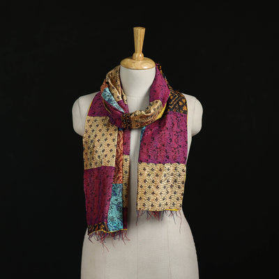 Bengal Kantha Handwork Patchwork Reversible Silk Stole 47