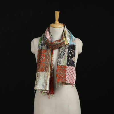 Bengal Kantha Handwork Patchwork Reversible Silk Stole 48