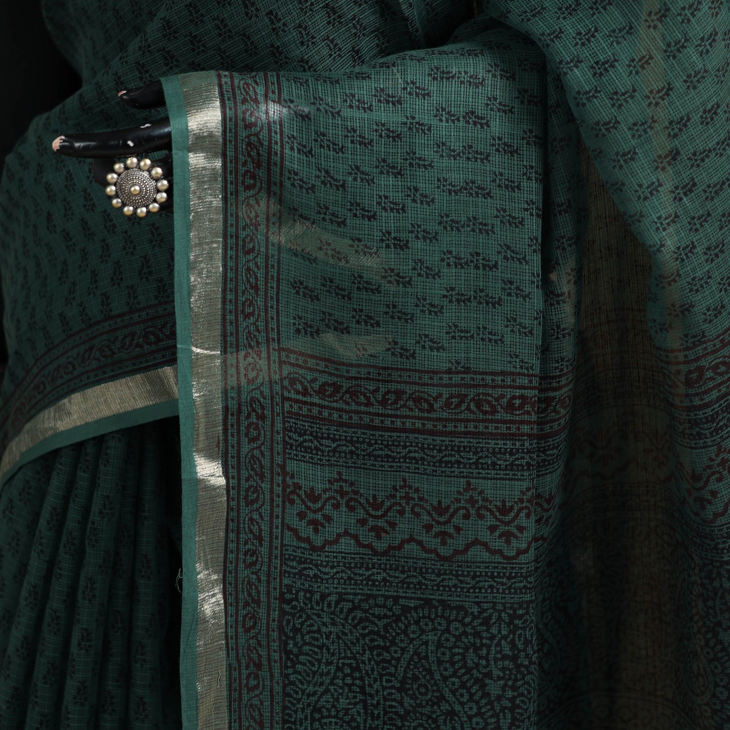 Bagh Hand Block Print Natural Dyed Kota Doria Cotton Saree 29