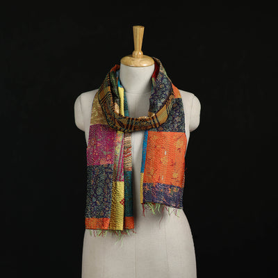 Bengal Kantha Handwork Patchwork Reversible Silk Stole 51
