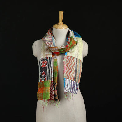 Bengal Kantha Handwork Patchwork Reversible Silk Stole 53
