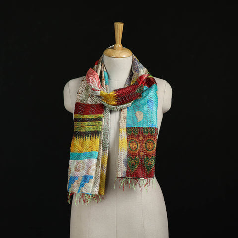Bengal Kantha Handwork Patchwork Reversible Silk Stole 54