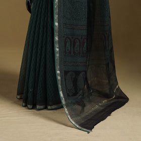 Bagh Hand Block Print Natural Dyed Kota Doria Cotton Saree 29