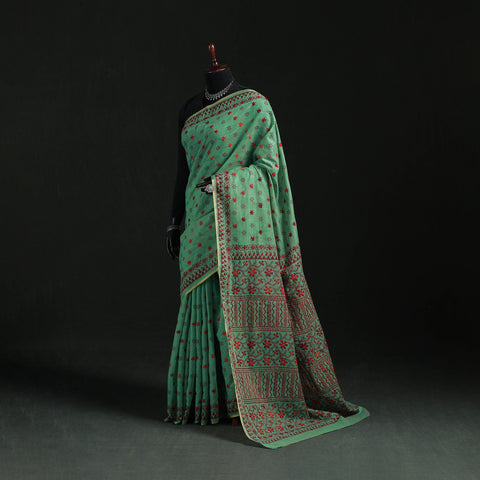 Bengal Kantha Hand Embroidery Silk Cotton Chapa Work Saree 33