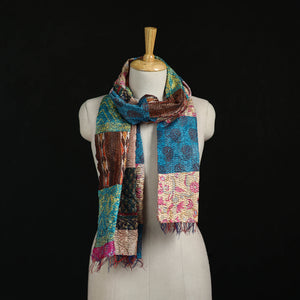 Bengal Kantha Handwork Patchwork Reversible Silk Stole 55