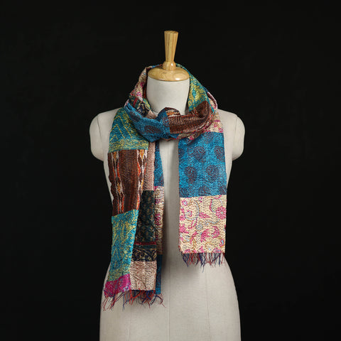 Bengal Kantha Handwork Patchwork Reversible Silk Stole 55