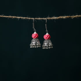 Jamdani Handloom Cotton Unstitched Dress Material: Kurta & Dupatta with Earrings 06