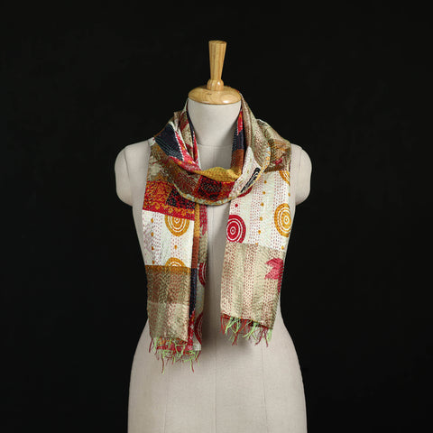 Bengal Kantha Handwork Patchwork Reversible Silk Stole 57
