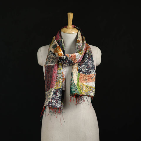 Bengal Kantha Handwork Patchwork Reversible Silk Stole 58