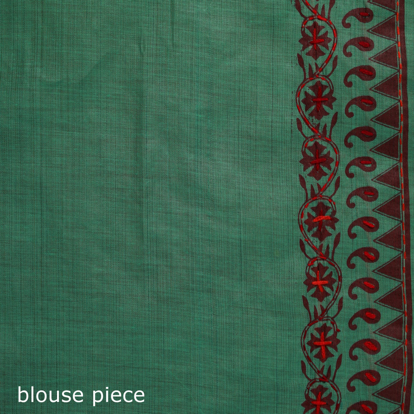 Green - Bengal Kantha Hand Embroidery Silk Cotton Chapa Work Saree 33
