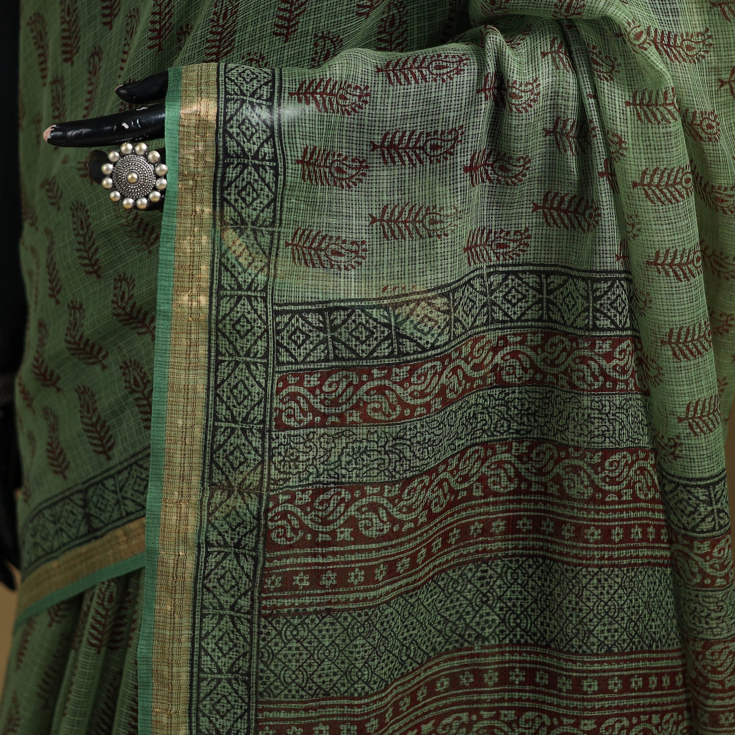 Bagh Hand Block Print Natural Dyed Kota Doria Cotton Saree 30
