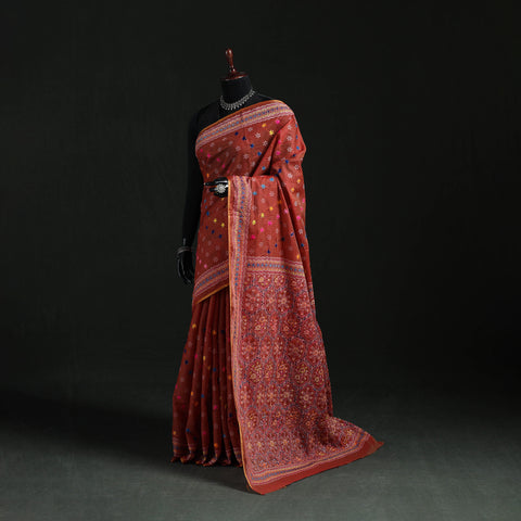 Bengal Kantha Hand Embroidery Silk Cotton Chapa Work Saree 34