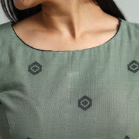 Grey - Jacquard Weave Cotton Stitched Blouse 03