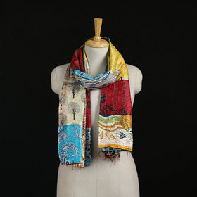 Bengal Kantha Handwork Patchwork Reversible Silk Stole 60