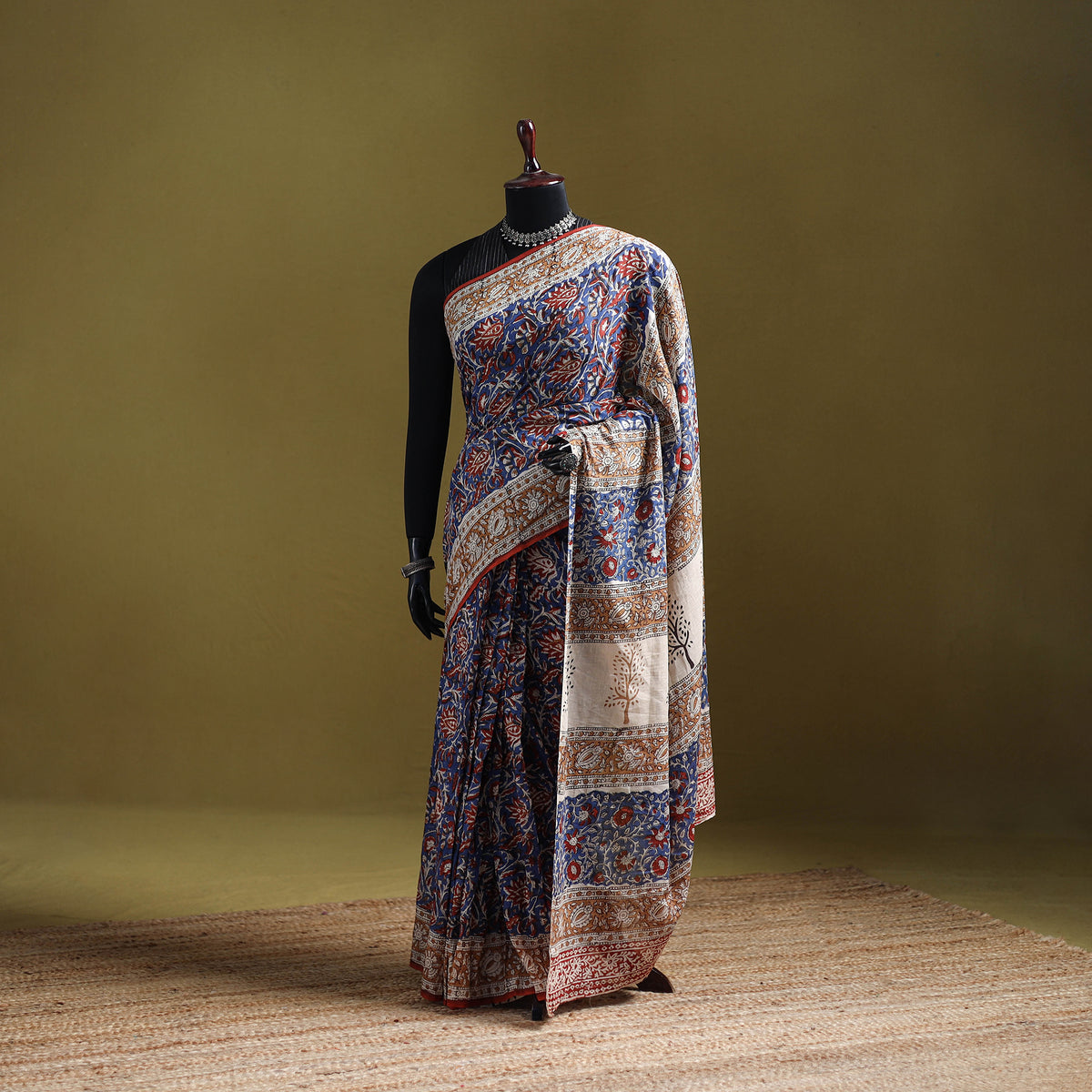 Bagru Hand Block Print Pure Mul Cotton Ready To Wear Saree 28