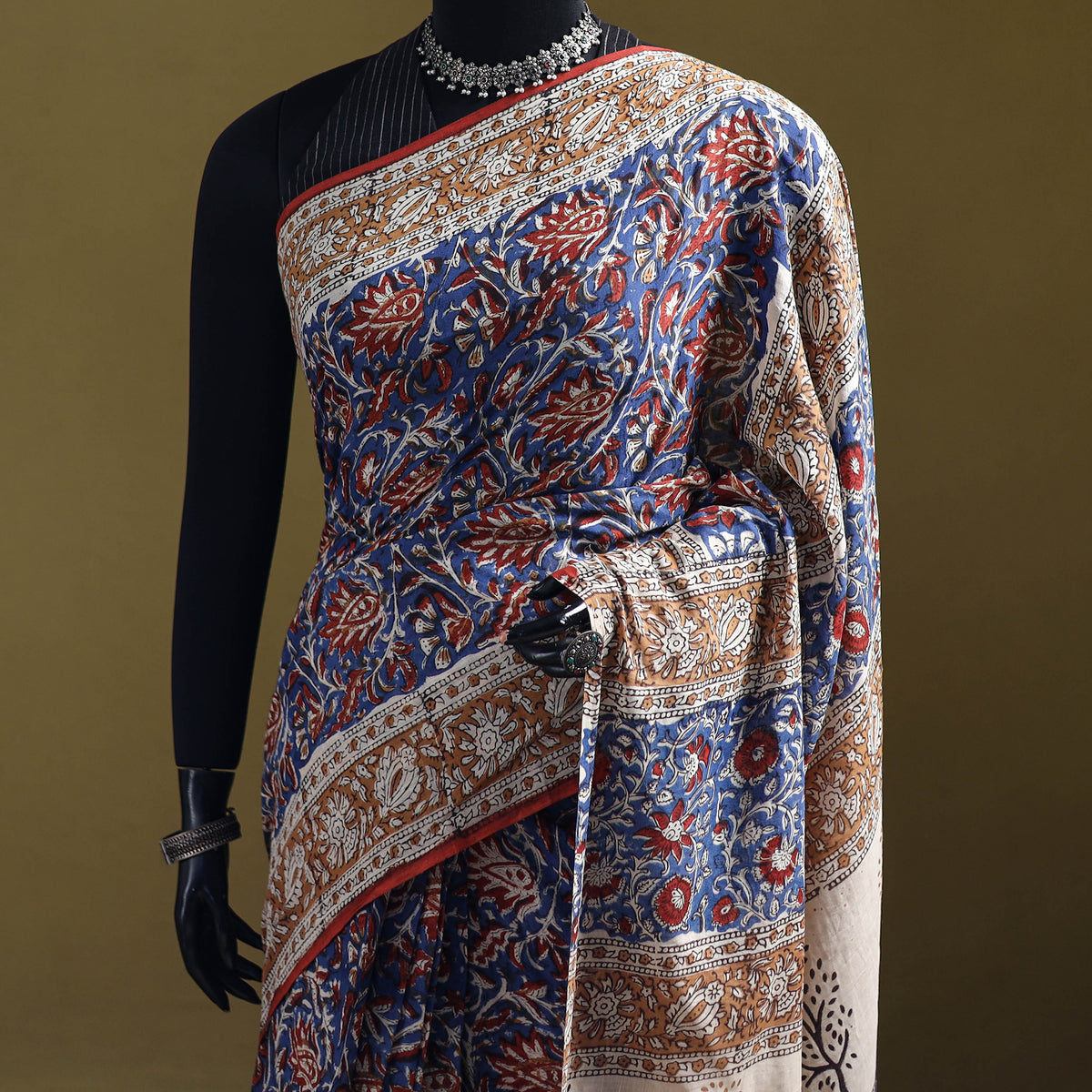 Bagru Hand Block Print Pure Mul Cotton Ready To Wear Saree 28