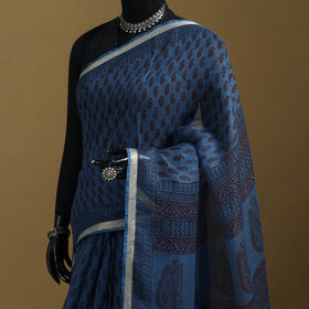 Bagh Hand Block Print Natural Dyed Kota Doria Cotton Saree 31