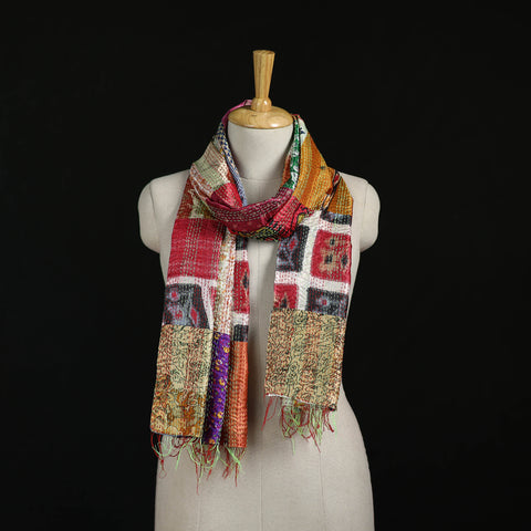 Bengal Kantha Handwork Patchwork Reversible Silk Stole 61