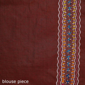 Red - Bengal Kantha Hand Embroidery Silk Cotton Chapa Work Saree 34