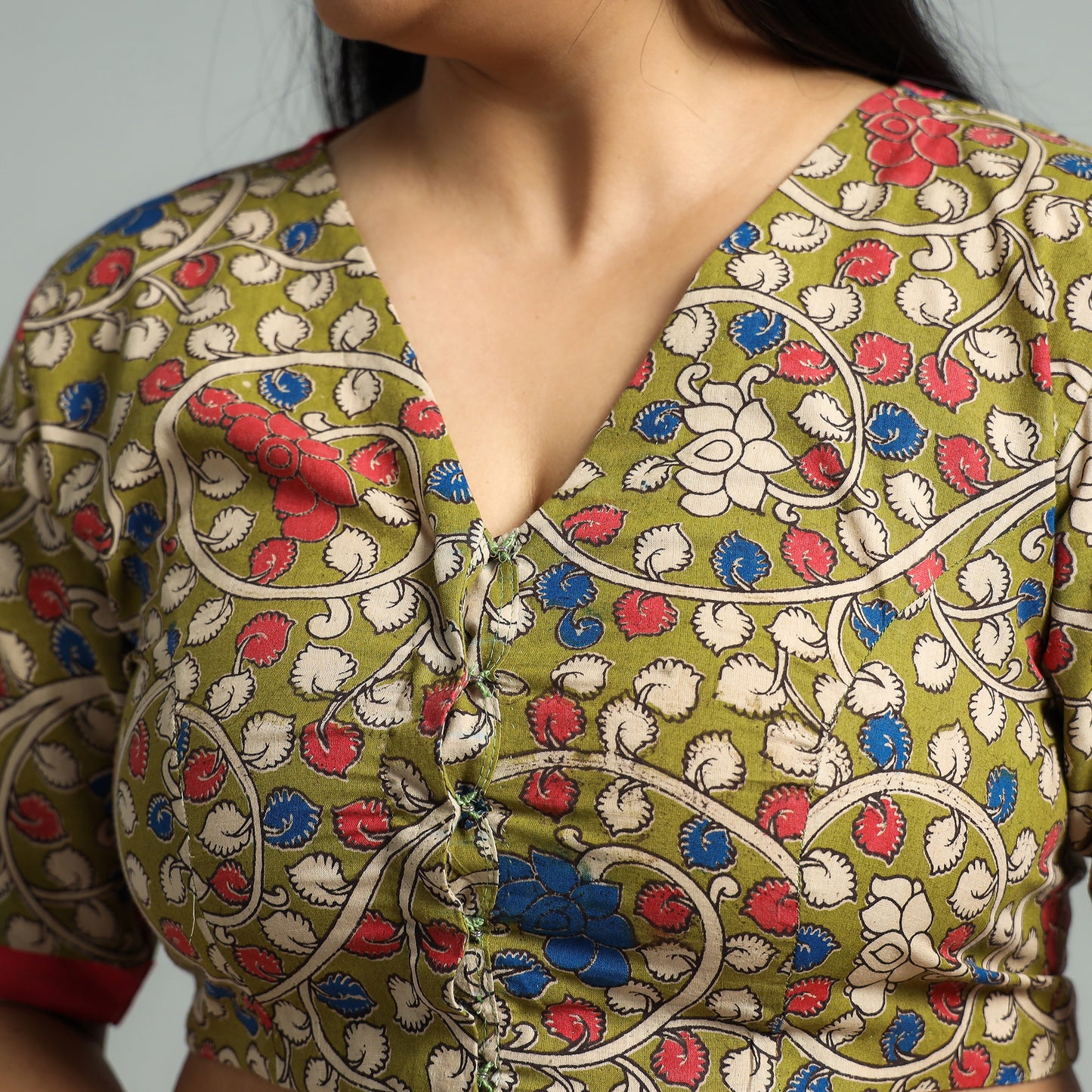  Kalamkari Printed Cotton Stitched Blouse