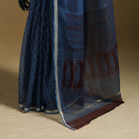 Bagh Hand Block Print Natural Dyed Kota Doria Cotton Saree 31